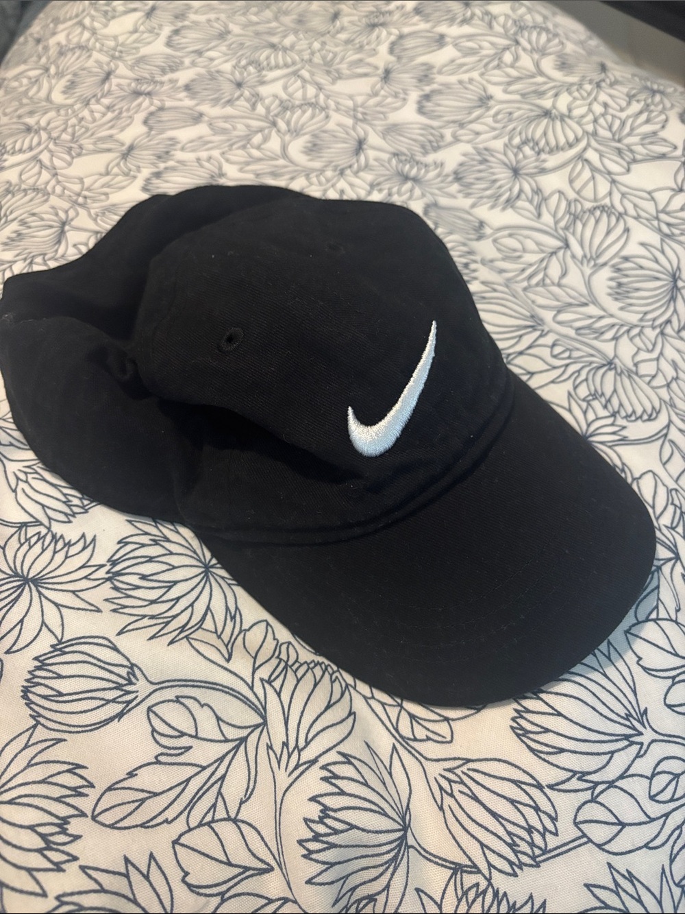 Toddler Nike Black Baseball Hat with White Swoosh